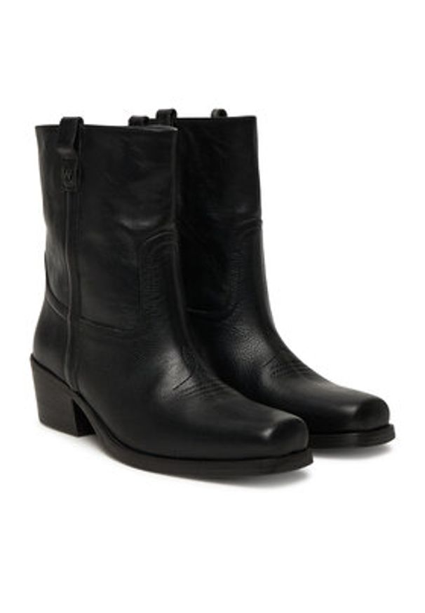 Weekend Max Mara Botki Ranch 2525796034600 Czarny. Kolor: czarny. Materiał: skóra