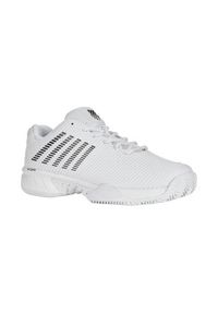 Buty do tenisa męskie K-Swiss Hypercourt Express 2 Clay. Zapięcie: sznurówki. Kolor: biały. Materiał: materiał, syntetyk, tkanina. Szerokość cholewki: normalna. Sport: tenis