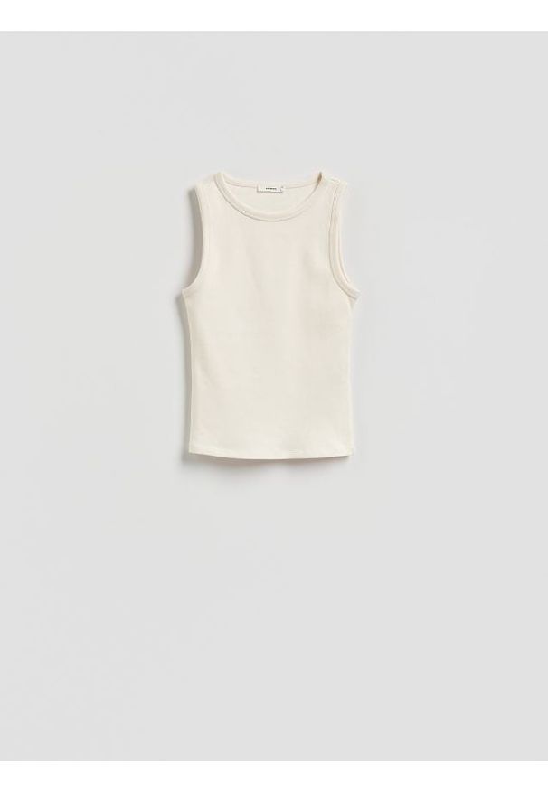 Reserved - Bawełniany top - jasnożółty. Kolor: żółty. Materiał: bawełna