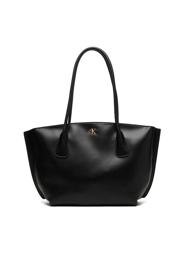 Calvin Klein Torebka Ck Medium Dome Tote LV04F3344G Czarny. Kolor: czarny. Materiał: skórzane