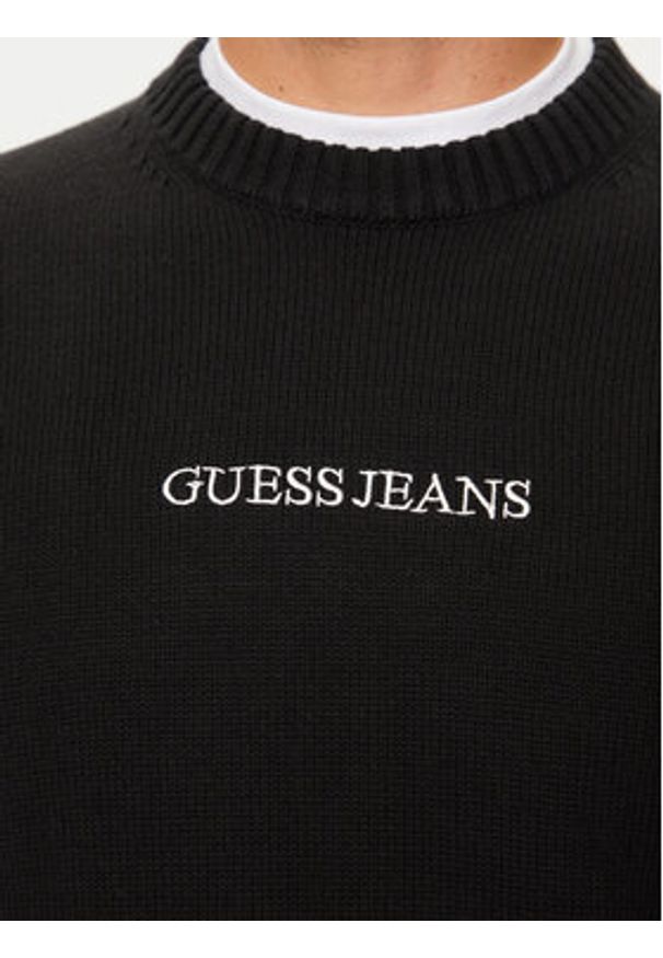 Guess Jeans Sweter M4BR31 Z3HM1 Czarny Regular Fit. Kolor: czarny. Materiał: bawełna