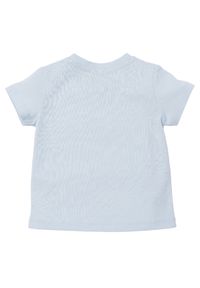 Kenzo kids - KENZO KIDS - Bawełniana niebieska koszulka 0-4 lata. Kolor: niebieski. Materiał: bawełna. Wzór: napisy. Sezon: lato. Styl: klasyczny
