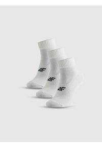 4f - 4F Skarpetki długie (3-pack) męskie - białe 39-42. Kolor: biały. Materiał: materiał, bawełna, skóra, dzianina. Wzór: prążki. Sport: turystyka piesza, fitness #1