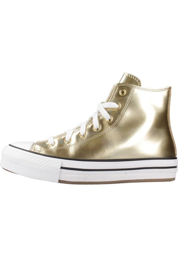 Converse - Kapcie CONVERSE CHUCK TAYLOR ALL STAR EVA LIFT PLATFORM METALLIS Złoty. Kolor: żółty. Materiał: syntetyk, tkanina. Obcas: na platformie