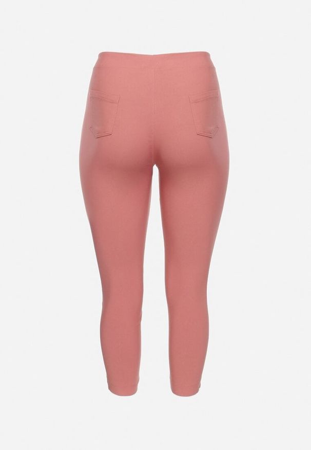 Born2be - Ciemnoróżowe Spodnie High Waist z Troczkiem w Pasie Istmena. Okazja: na co dzień, na spotkanie biznesowe. Stan: podwyższony. Kolor: różowy. Styl: elegancki, biznesowy, casual