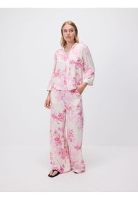 Reserved - Wzorzyste spodnie z wiskozy - różowy. Kolor: różowy. Materiał: wiskoza #1