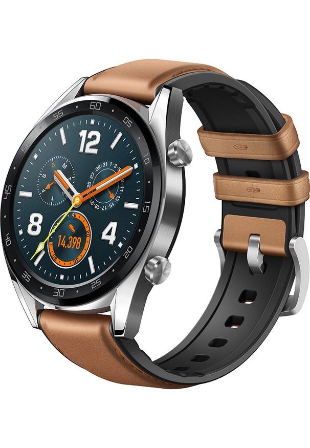 HUAWEI - Smartwatch Huawei Watch GT Classic Silver Brązowy (55023257). Rodzaj zegarka: smartwatch. Kolor: brązowy