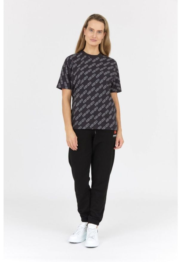 Kenzo - KENZO Czarny t-shirt damski w logo, Rozmiar XS. Kolor: czarny