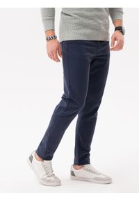 Ombre Clothing - Spodnie męskie chinosy SLIM FIT P1059 - granatowe - XXL. Okazja: na co dzień. Kolor: niebieski. Materiał: bawełna, tkanina, elastan. Styl: casual #4