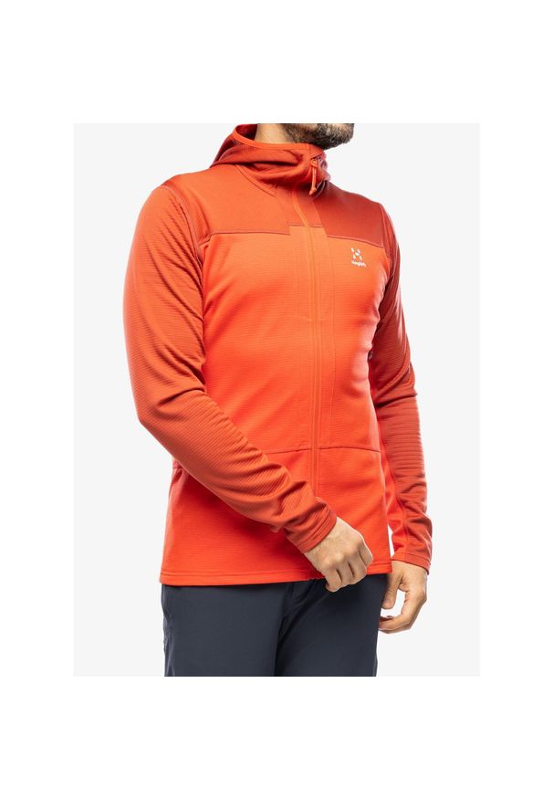 Haglöfs - Bluza polarowa męska Haglofs ROC Flash Mid Hood. Kolor: czerwony. Materiał: polar
