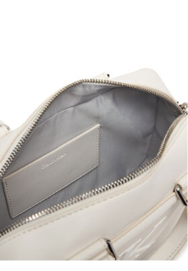 Calvin Klein Torebka Bold Ck Bauletto Crossbody LV04F3411G Biały. Kolor: biały. Materiał: skórzane