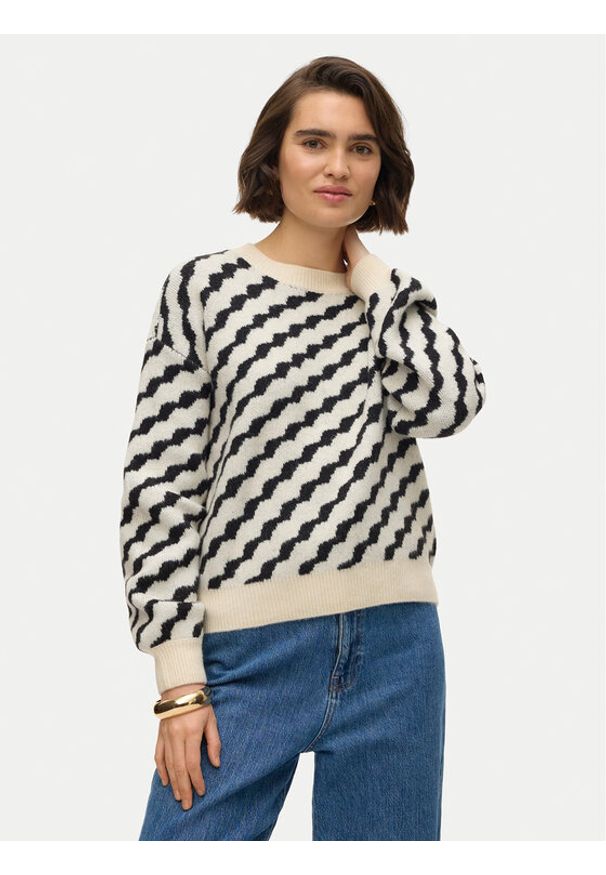 Vero Moda Sweter Lara 10310862 Beżowy Regular Fit. Kolor: beżowy. Materiał: syntetyk