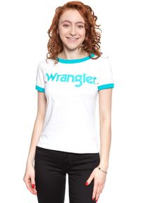 Wrangler - WRANGLER T SHIRT DAMSKI SS RINGER TEE OFF WHITE W7Z3EV737. Wzór: kolorowy #3