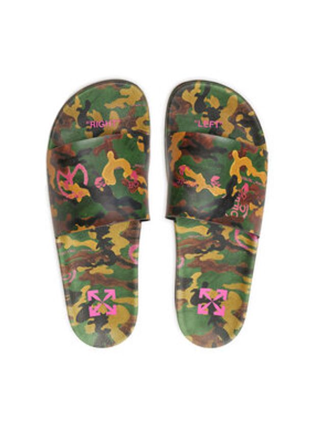 OFF-WHITE - Off-White Klapki OMIC001S22MAT0065700 Zielony. Kolor: zielony. Materiał: skóra