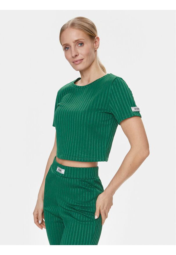Guess T-Shirt Anneka Crop Tee V4RI02 KC2U2 Zielony Cropped Fit. Kolor: zielony. Materiał: syntetyk