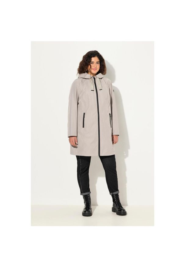 ULLA POPKEN - Damskie Kurtka funkcyjna HYPRAR wodoodporna kaptur. Kolekcja: plus size. Kolor: szary. Materiał: poliester, materiał. Sport: turystyka piesza