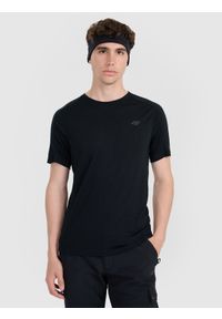 4f - 4F Koszulka trekkingowa z wełną merino męska - czarna XXL. Okazja: na co dzień. Kolor: czarny. Materiał: wełna. Styl: casual