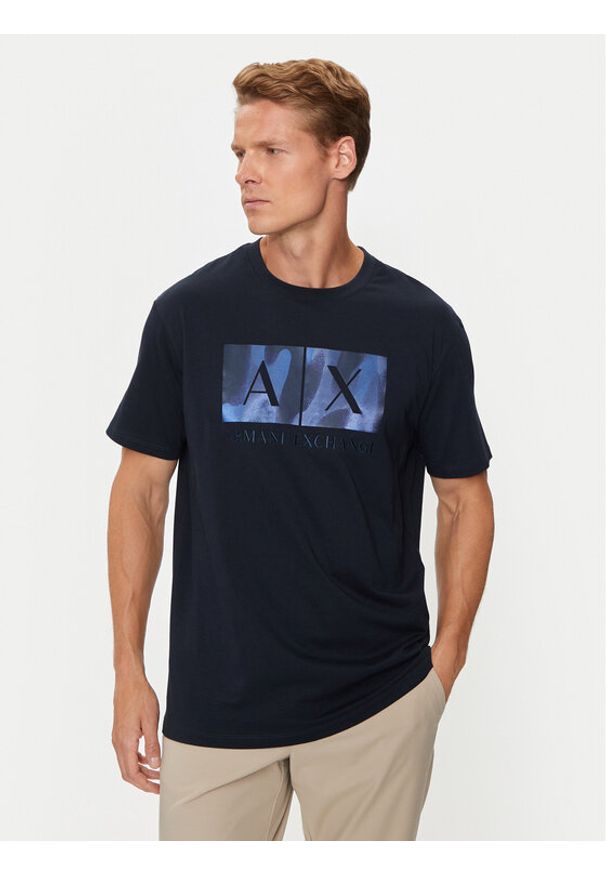 Armani Exchange T-Shirt 6DZTHF ZJH4Z 1510 Granatowy Regular Fit. Kolor: niebieski. Materiał: bawełna