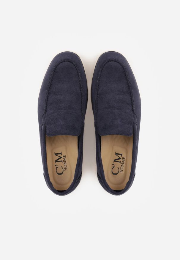 Born2be - Niebieskie Wsuwane Półbuty Mokasyny z Imitacji Zamszu Bagena. Okazja: na co dzień, na spotkanie biznesowe, do pracy. Zapięcie: bez zapięcia. Kolor: niebieski. Materiał: zamsz. Styl: casual, biznesowy, klasyczny