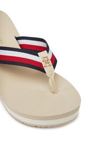 TOMMY HILFIGER - Tommy Hilfiger Japonki Th Corporate Wedge Beach Sandal FW0FW08520 Beżowy. Kolor: beżowy. Materiał: materiał #5