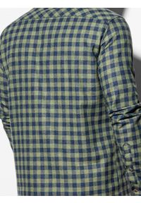 Ombre Clothing - Koszula męska w kratę z długim rękawem - khaki K509 - XL. Kolor: brązowy. Materiał: bawełna, poliester. Długość rękawa: długi rękaw. Długość: długie #3