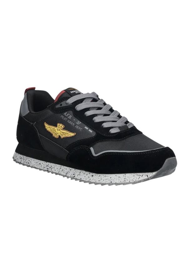Aeronautica Militare - AERONAUTICA MILITARE Czarne sneakersy męskie, Rozmiar 41. Okazja: na co dzień. Kolor: czarny. Materiał: materiał
