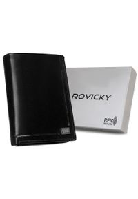 ROVICKY - Portfel skórzany Rovicky CPR-125-BAR czarny. Kolor: czarny. Materiał: skóra