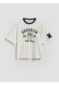 Reserved - Bawełniany t-shirt - złamana biel. Materiał: bawełna #1