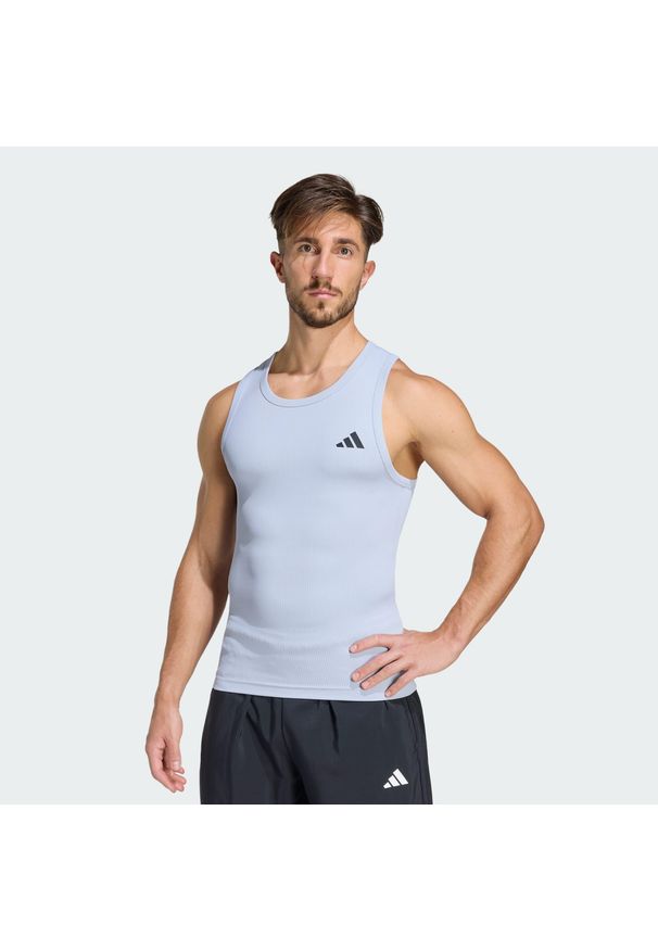Adidas - Podkoszulek Power Essentials Workout Rib. Kolor: szary. Materiał: materiał. Styl: sportowy