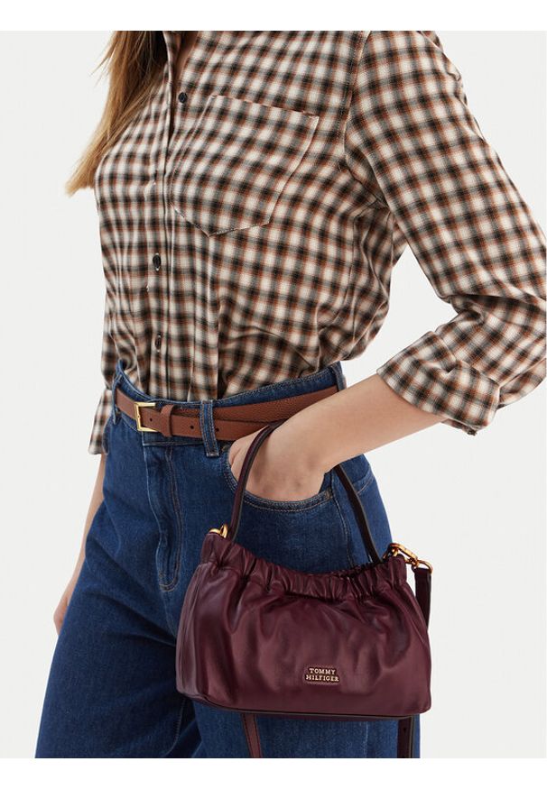 TOMMY HILFIGER - Tommy Hilfiger Torebka Soft Leather Mini Crossover AW0AW18306 Bordowy. Kolor: czerwony. Materiał: skórzane