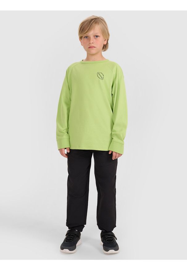 4f - 4F Longlseeve regular z nadrukiem chłopięcy - zielony 164 (13-14 lat). Okazja: na co dzień. Kolor: zielony. Materiał: tkanina, jersey, bawełna, materiał. Długość rękawa: długi rękaw. Długość: długie. Wzór: nadruk. Sezon: lato. Styl: casual, klasyczny, sportowy