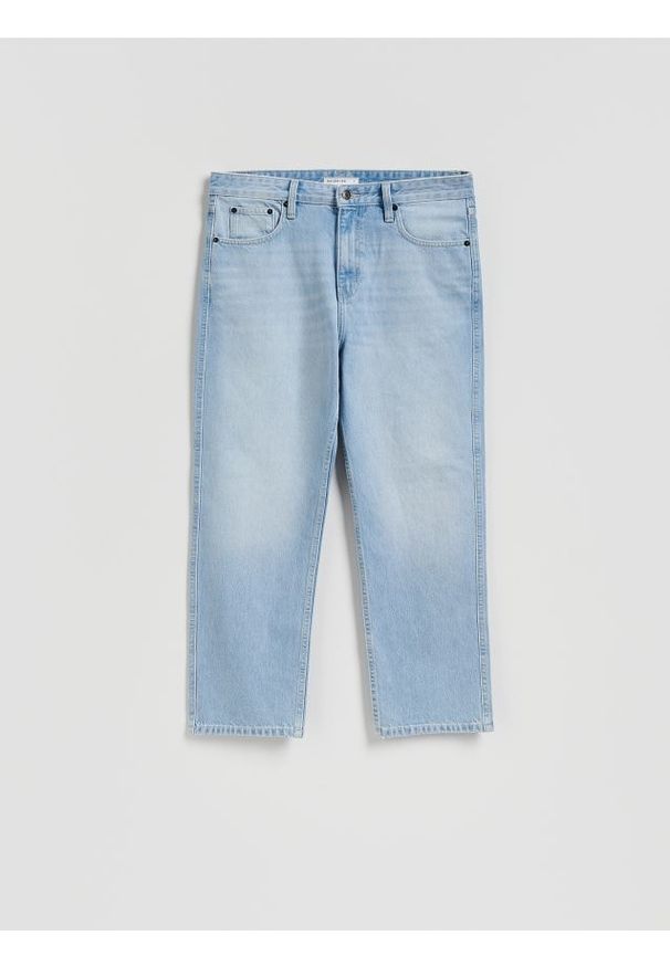 Reserved - Jeansy straight z efektem sprania - niebieski. Kolor: niebieski