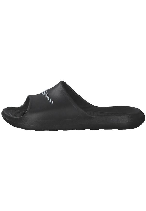Klapki męskie Nike Victoru One Shower Slide. Zapięcie: bez zapięcia. Kolor: czarny. Materiał: syntetyk, materiał. Szerokość cholewki: normalna. Sport: pływanie, turystyka piesza
