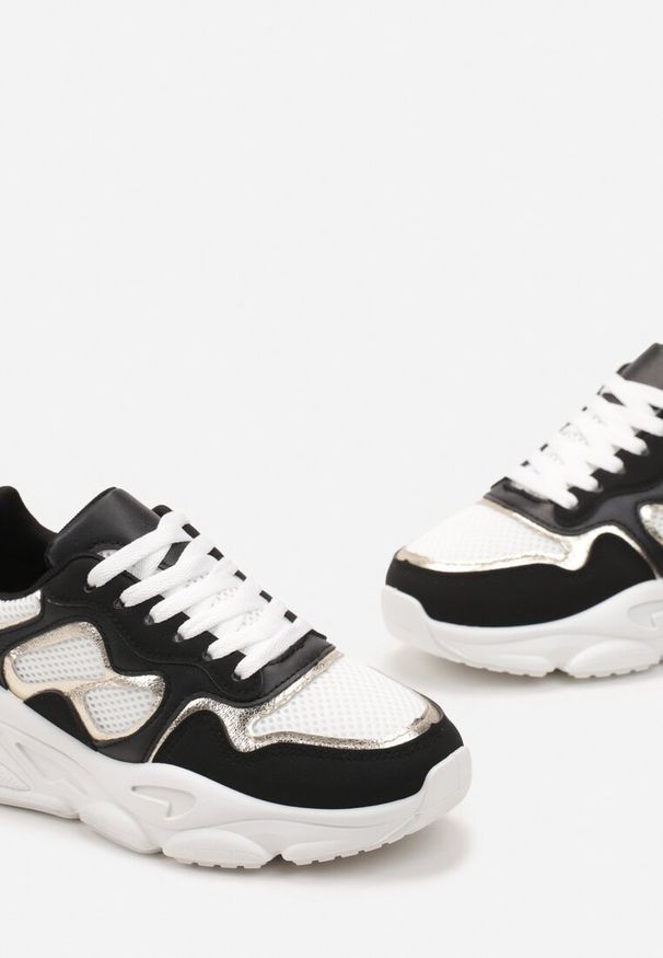 Born2be - Czarne Sneakersy na Grubej Podeszwie Pira. Kolor: czarny