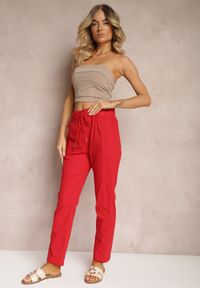 Renee - Czerwone Spodnie z Regularnym Stanem Ściągane Sznurkiem Aryle. Kolor: czerwony #1