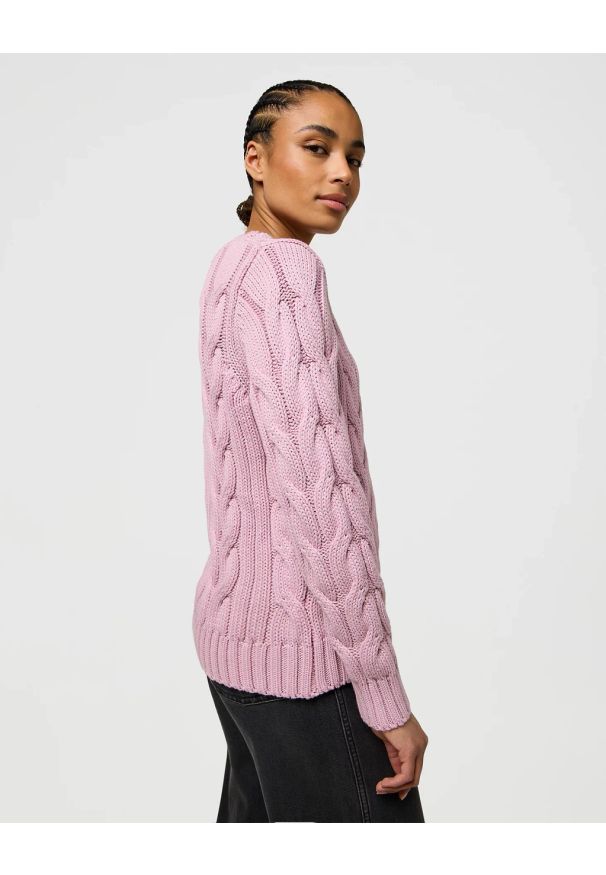 Wrangler - DAMSKI SWETER WRANGLER CABLE KNIT CREW KEEPSAKE LILAC 112370799