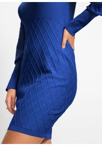 bonprix - Sukienka dzianinowa z golfem. Typ kołnierza: golf. Kolor: niebieski. Materiał: dzianina. Styl: elegancki #3