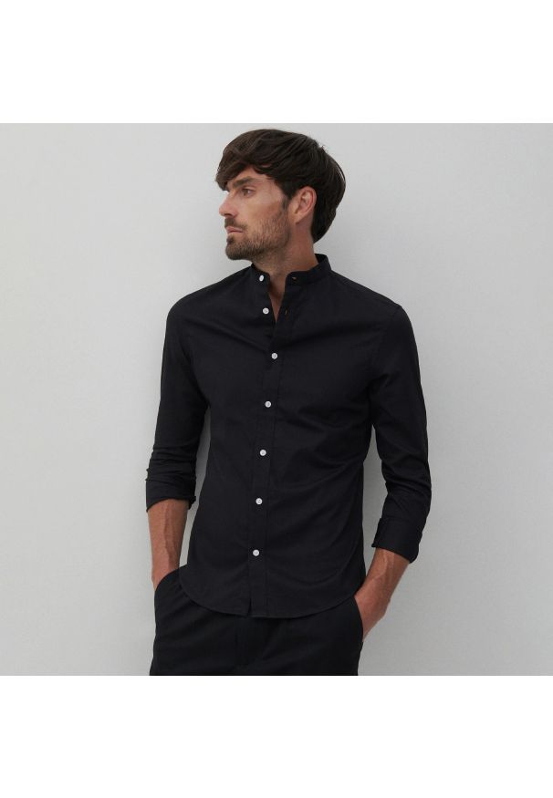 Reserved - Bawełniana koszula super slim fit - Czarny. Kolor: czarny. Materiał: bawełna