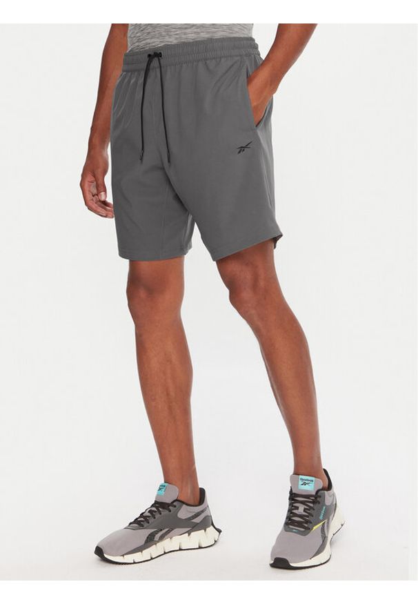 Reebok Szorty sportowe RK25181CCM Szary Regular Fit. Kolor: szary. Materiał: syntetyk. Styl: sportowy