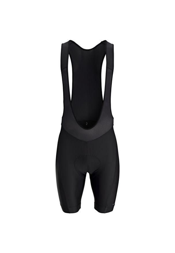 VAN RYSEL - Spodenki rowerowe Btwin RC100 na szelkach. Kolor: czarny. Sport: kolarstwo