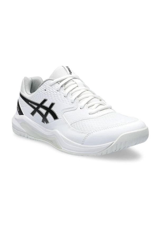 Buty tenisowe męskie Asics Gel Dedicate 8 AC 1041A408-101. Zapięcie: sznurówki. Kolor: czarny, biały, wielokolorowy. Materiał: syntetyk, tkanina, materiał. Szerokość cholewki: normalna. Sport: tenis