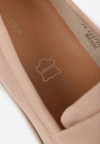 Renee - Jasnobeżowe Półbuty Mokasyny na Koturnie z Wkładką ze Skóry Naturalnej Ozdobione Paskiem Zorvia. Okazja: na co dzień. Zapięcie: pasek. Kolor: beżowy. Materiał: skóra. Wzór: aplikacja. Obcas: na koturnie. Styl: casual, elegancki #2