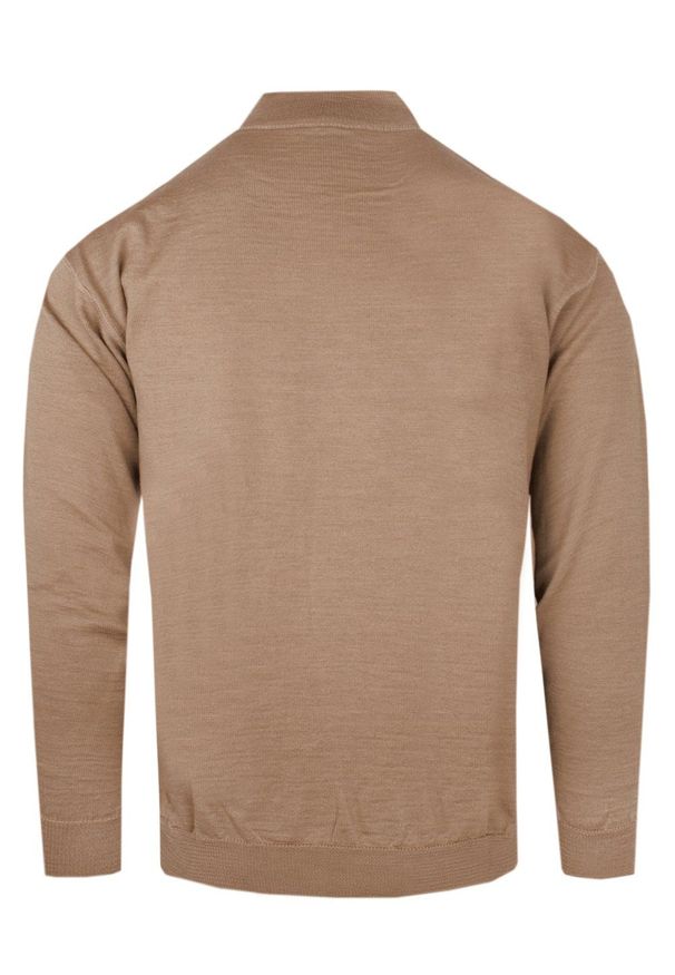 Elegancki i Modny Półgolf Wełniany - Max Sheldon - Camel Beż. Kolor: wielokolorowy, beżowy, brązowy. Materiał: akryl, wełna. Sezon: zima, jesień. Styl: elegancki