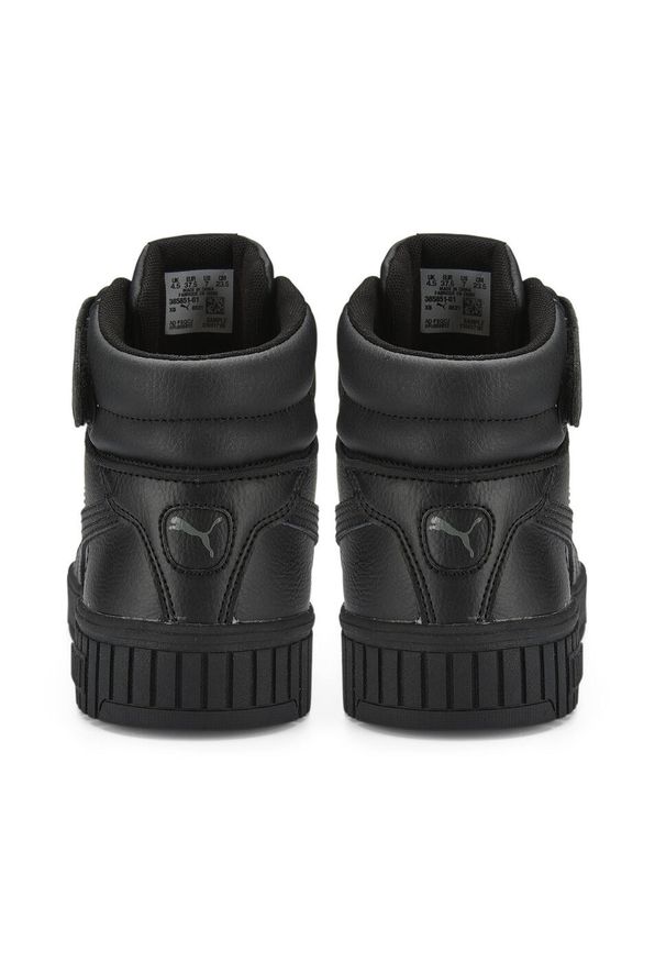 Puma - Damskie sneakersy Carina 2.0 Mid PUMA Black Dark Shadow Gray. Okazja: na plażę. Kolor: czarny, szary, wielokolorowy. Materiał: guma, syntetyk, materiał. Sezon: lato. Sport: turystyka piesza
