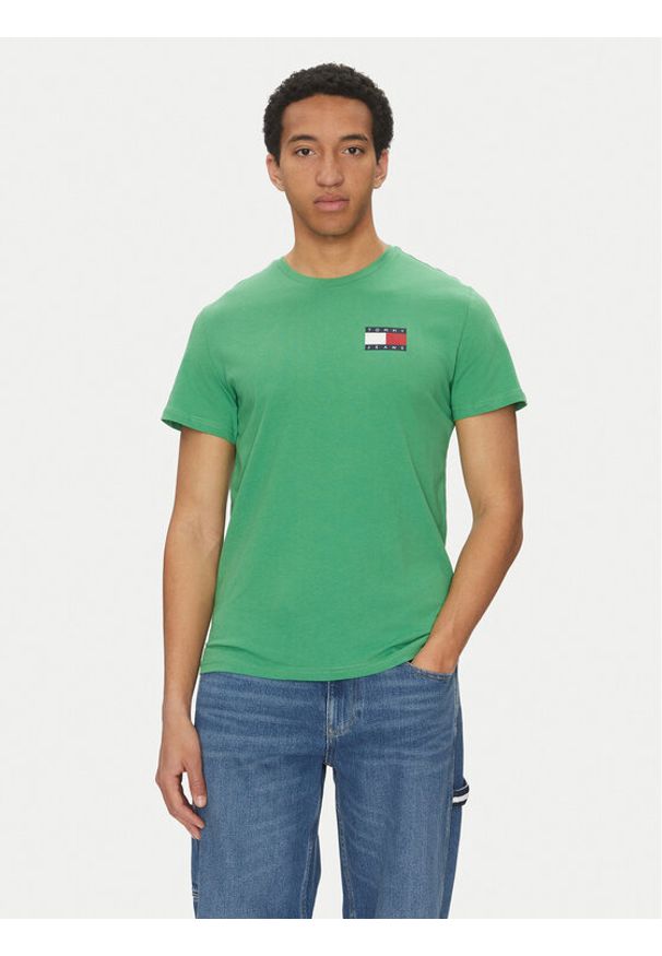 Tommy Jeans T-Shirt Essential DM0DM20740 Zielony Slim Fit. Kolor: zielony. Materiał: bawełna