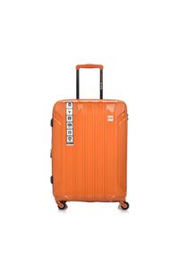 SWISSBAGS - Walizka na kółkach SwissBags Tourist pomarańczowa - średnia 74-90 l. Kolor: pomarańczowy. Materiał: materiał. Wzór: napisy. Styl: elegancki, klasyczny #1