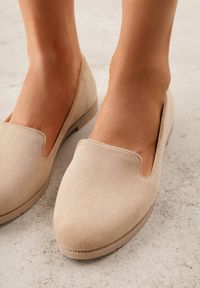 Renee - Ciemnobeżowe Balerinki Typu Mokasyny Ravinda. Kolor: beżowy. Styl: elegancki #9