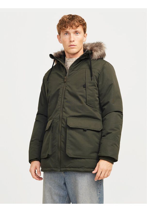 Jack & Jones - Jack&Jones Parka Construct 12258406 Zielony Regular Fit. Kolor: zielony. Materiał: syntetyk