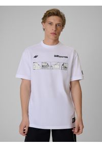 4f - 4F T-shirt loose z nadrukiem uniseks 4F x Drift Masters - biały XXL. Okazja: na co dzień. Kolor: biały. Materiał: bawełna, dzianina. Wzór: nadruk. Styl: street, casual, sportowy, klasyczny #2