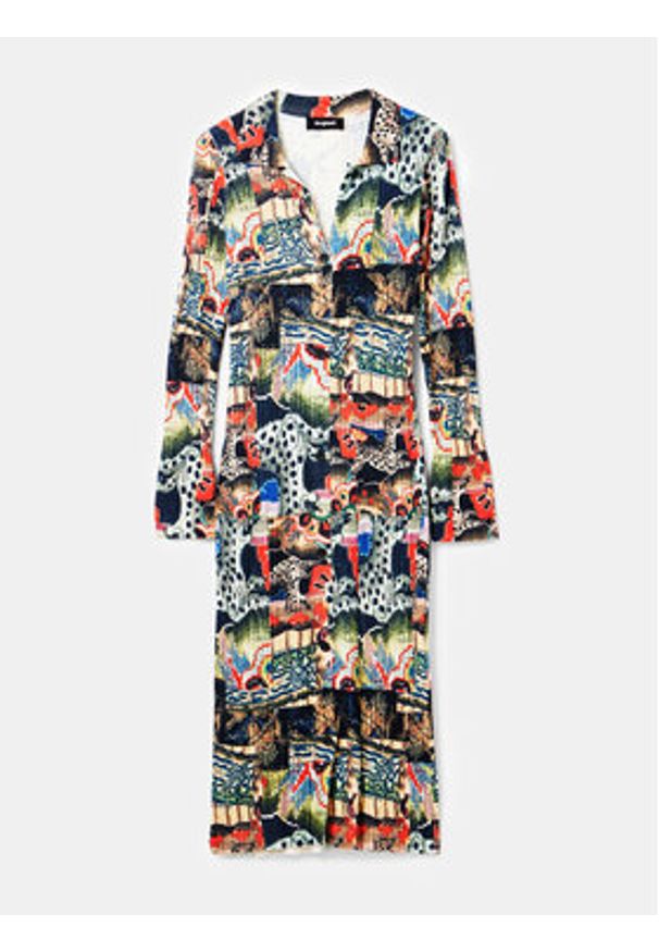 Desigual Sukienka codzienna 23WWVF15 Kolorowy Slim Fit. Okazja: na co dzień. Materiał: bawełna. Wzór: kolorowy. Typ sukienki: proste. Styl: casual